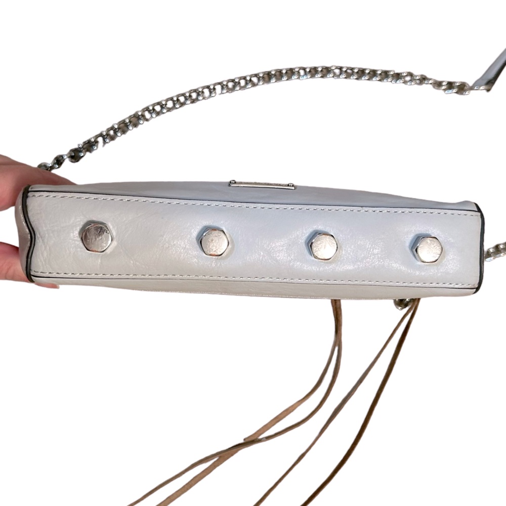 Rebecca Minkoff White Leather Crossbody Bag with Chain Strap - Picture 5 of 8